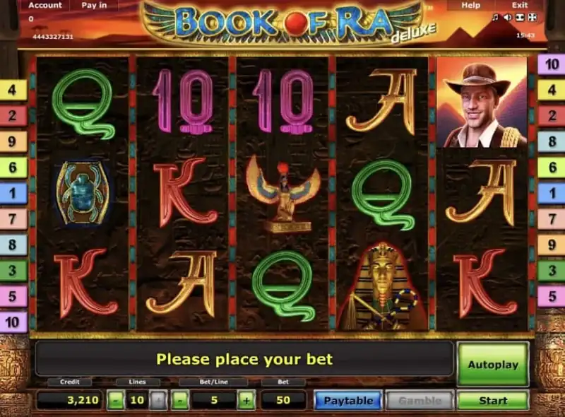 Book of Ra deluxe képernyőkép a játékból