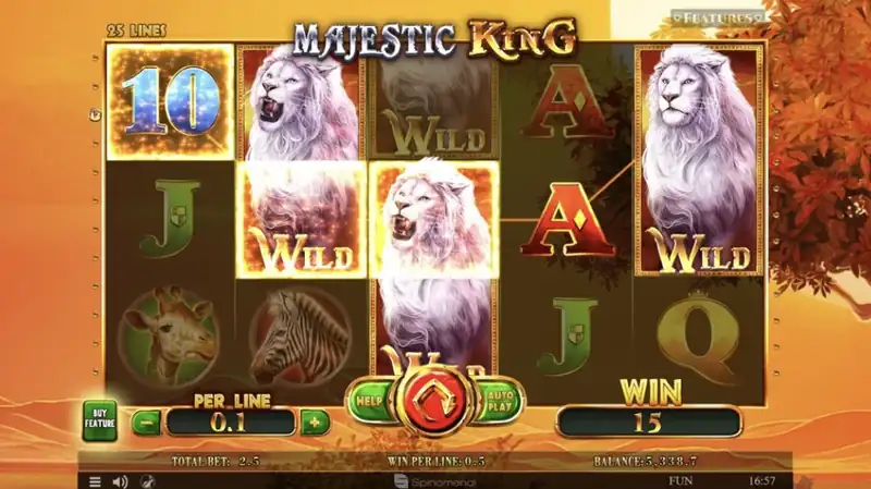 Majestic King - a Spinomenal szavannás nyerőgépe